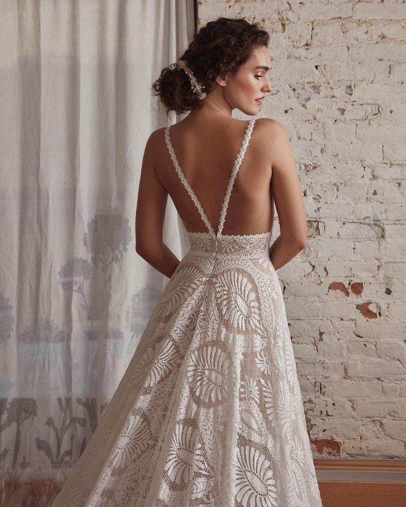 Lp2120 spaghetti strap or long sleeve boho wedding dress with backless a line silhouette7